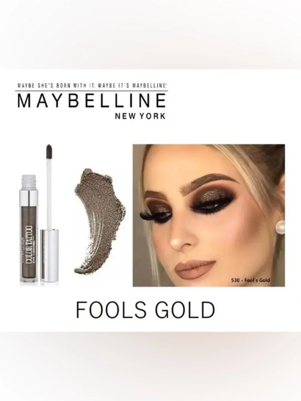 Maybelline Color Tattoo Liquid Metallic Eyeshadow #530 Fools Gold